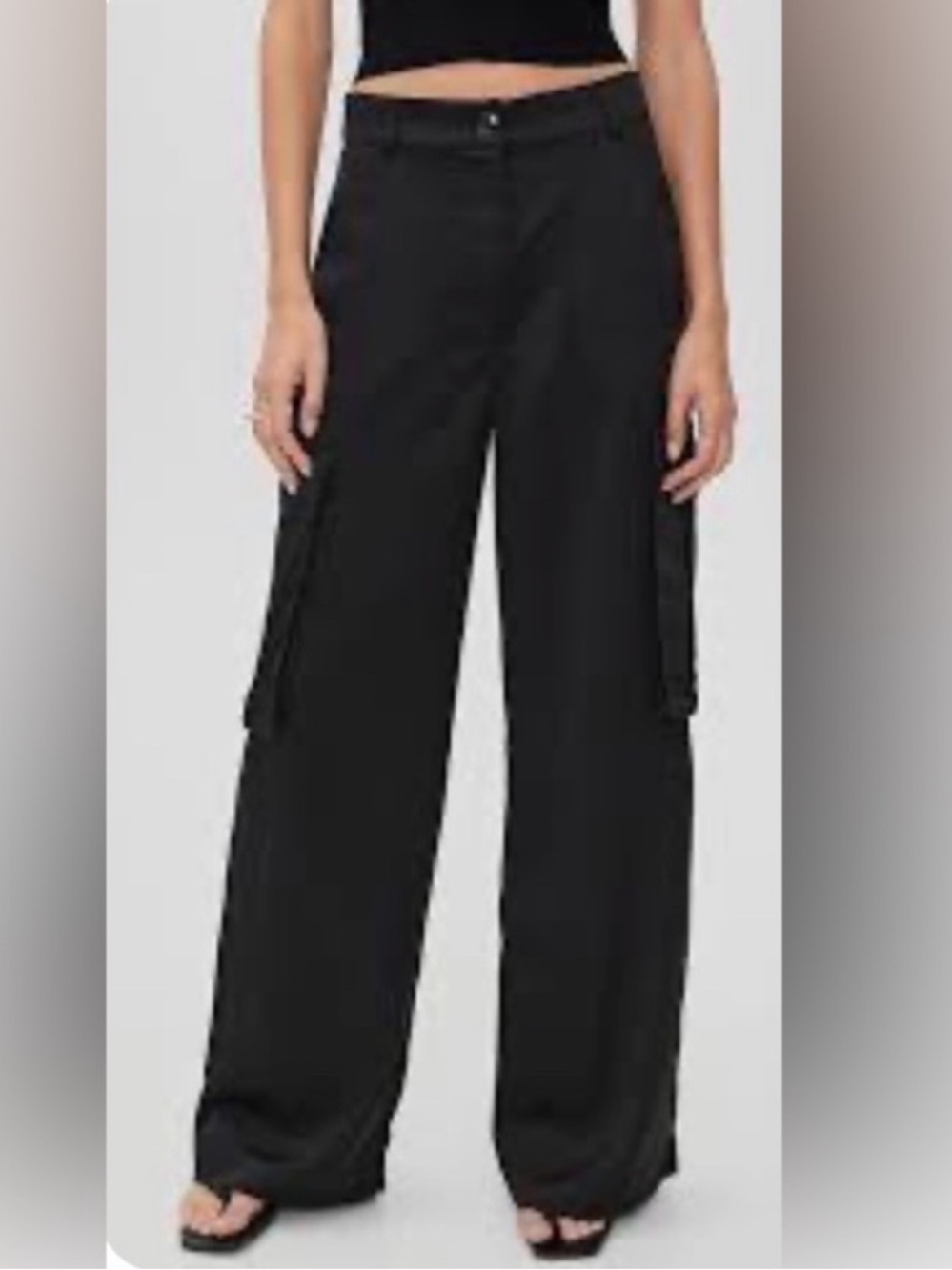 Zara Black Wide-Leg Cargo Satin Pants Zara Black Satin Cargo Pants new with tags